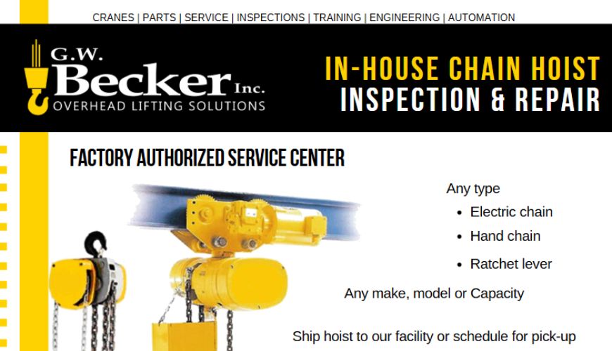 In-House Chain Hoist Inspection &Repair Solutions