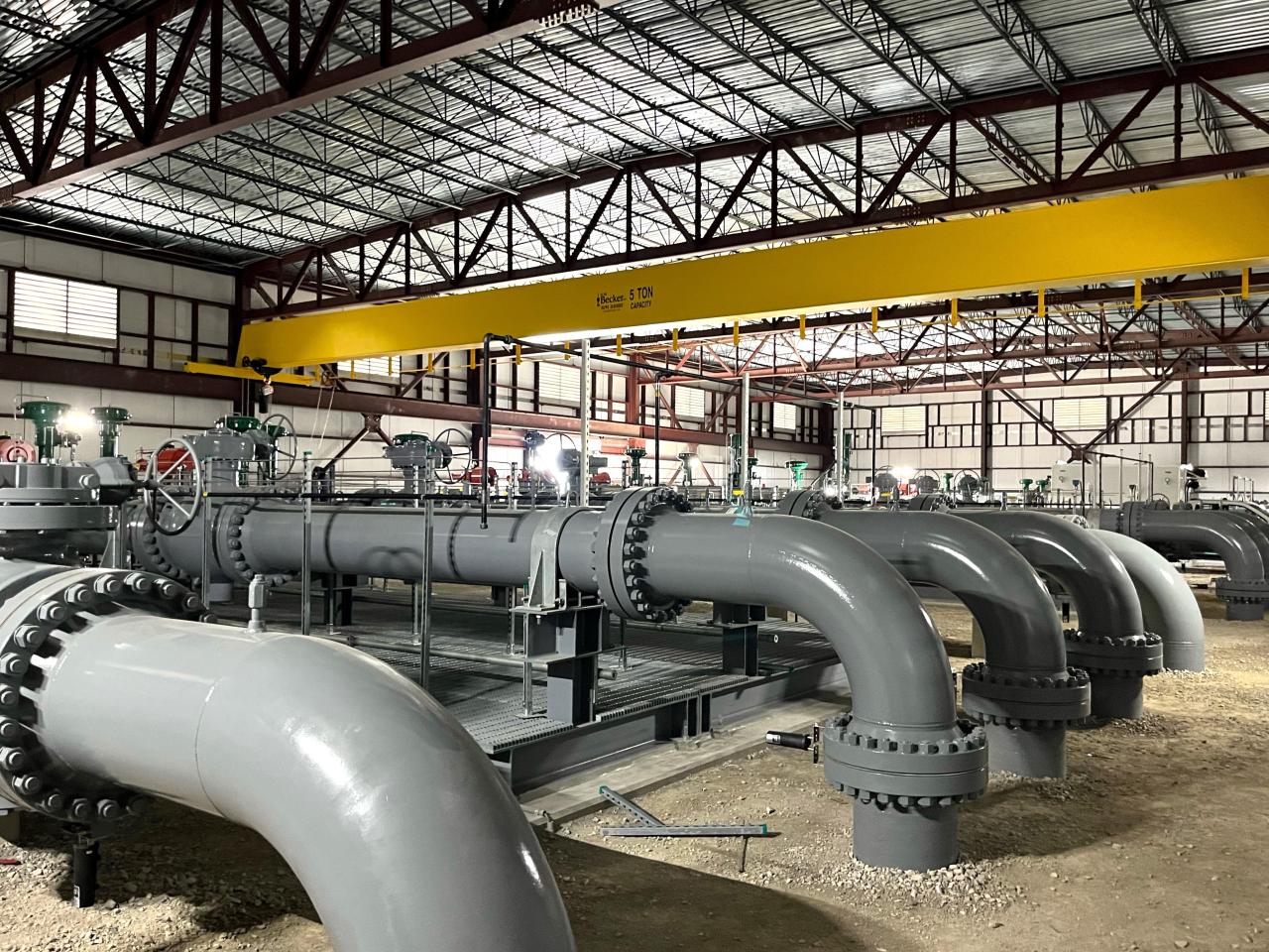 oil and gas facility with new custom manual crane